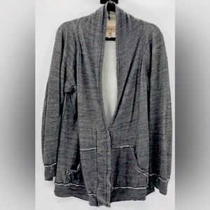 Wilfred Free Cardigan Cotton double cloth Gray/ivory Sz M distressed,raw seams